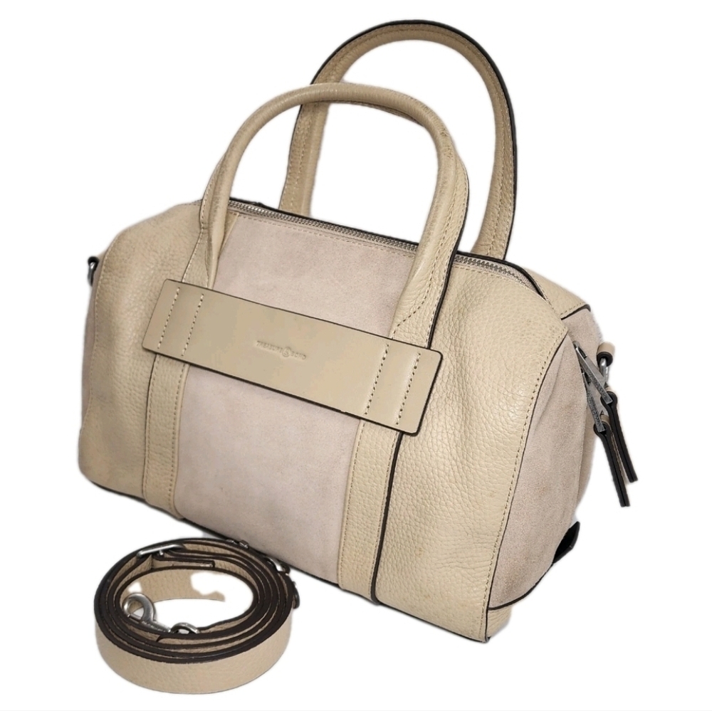 Real Leather & Suede Bag Zip Closure Vintage Crossbody Strap by Treasure & Bond